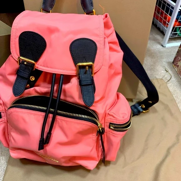 Burberry Coral Pink Medium Rucksack Where to Buy Coral Pink Burberry Backpack | Hypebae main image 2